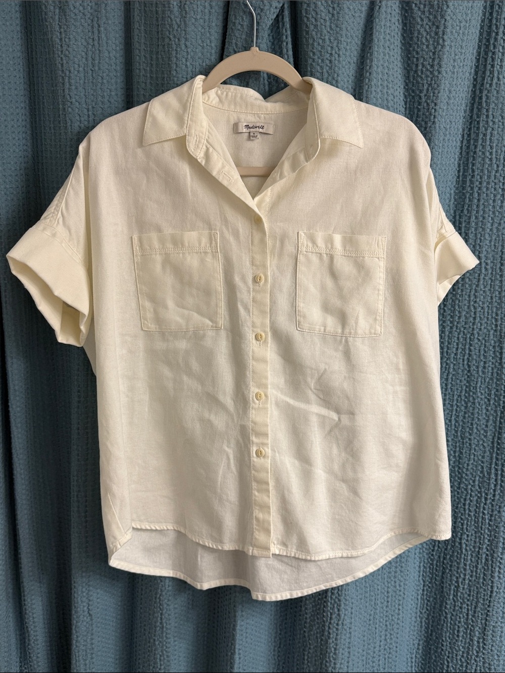 Madewell Off White Short-Sleeve Button-Down Shirt Size Small